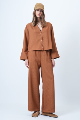 Veste et pantalon palazzo en velours - Camel