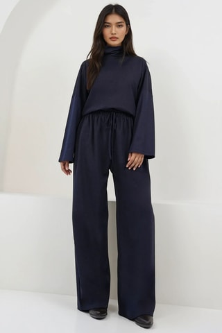 Blouse et pantalon palazzo - Bleu marine