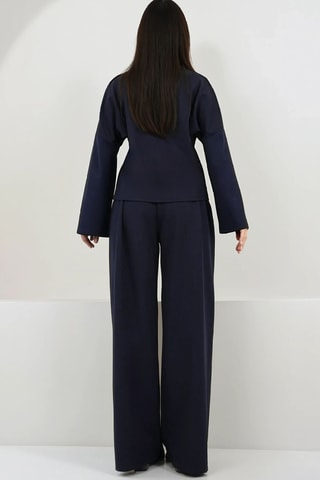 Blouse et pantalon palazzo - Bleu marine