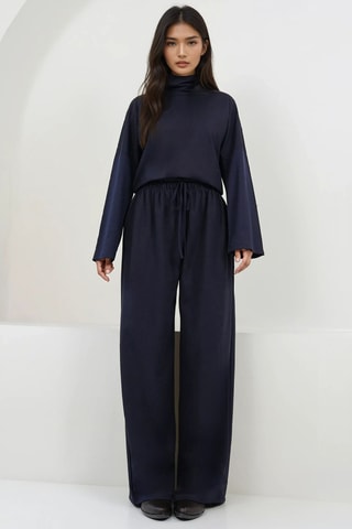 Blouse et pantalon palazzo - Bleu marine