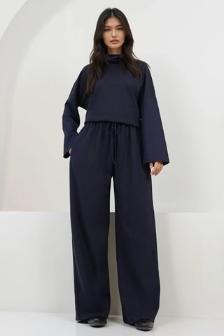 Blouse et pantalon palazzo - Bleu marine