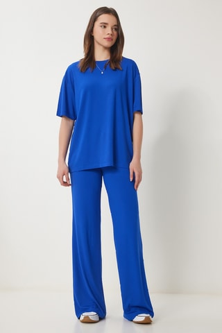 T-shirt oversize et pantalon - Bleu foncé