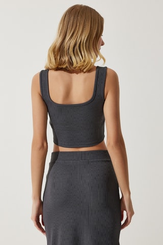 Crop top et jupe midi - Gris