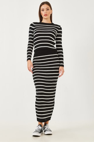 Top et jupe fourreau en laine - Noir et blanc