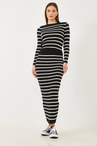 Top et jupe fourreau en laine - Noir et blanc