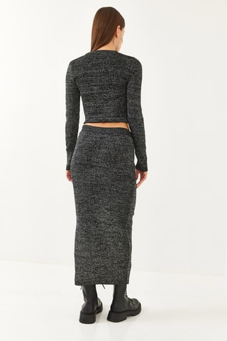 Crop top et jupe fourreau - Anthracite chiné