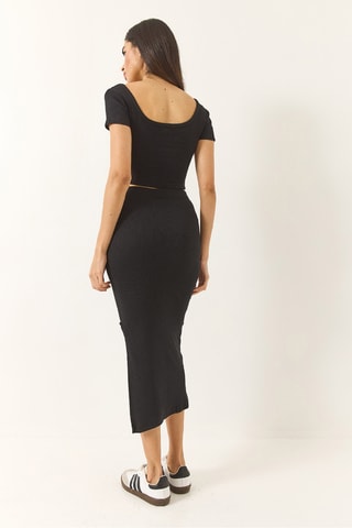 Crop top et jupe fourreau - Noir