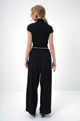 Crop top et pantalon wide legs - Noir