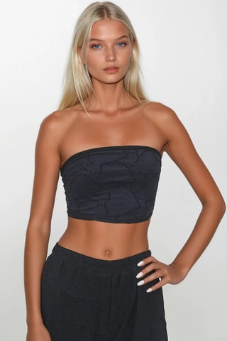 Crop top bustier et pantalon 7/8 - Noir