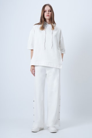 Sweat à capuche et pantalon wide legs - Blanc