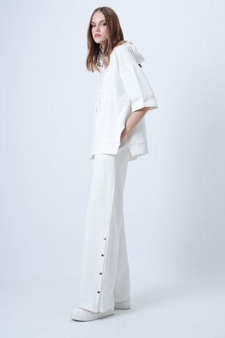 Sweat à capuche et pantalon wide legs - Blanc