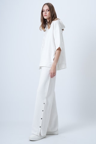 Sweat à capuche et pantalon wide legs - Blanc