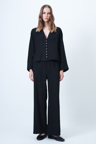 Veste et pantalon palazzo en velours - Noir