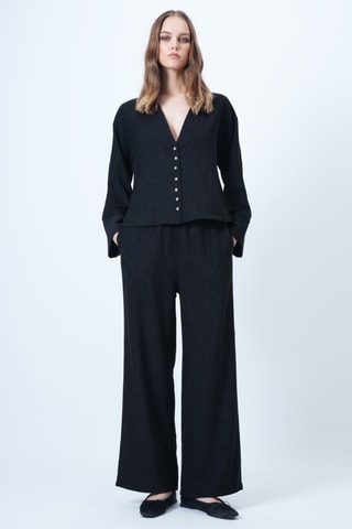 Veste et pantalon palazzo en velours - Noir