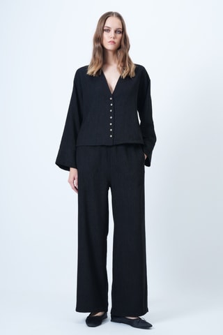 Veste et pantalon palazzo en velours - Noir