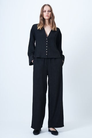 Veste et pantalon palazzo en velours - Noir