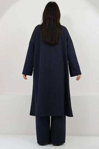 Kimono et pantalon palazzo taille haute - Bleu marine