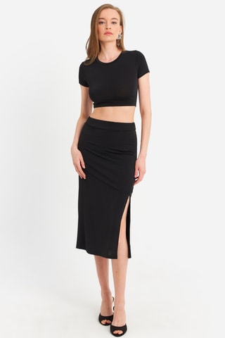 Crop top et jupe fourreau - Noir