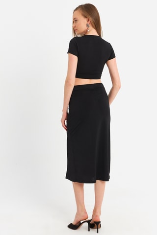 Crop top et jupe fourreau - Noir