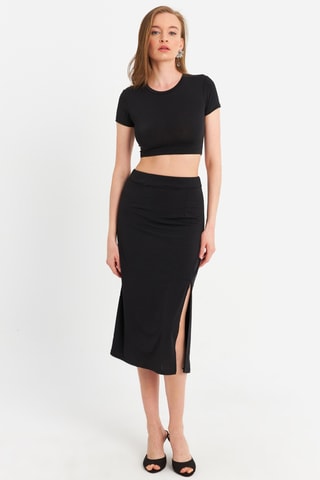 Crop top et jupe fourreau - Noir