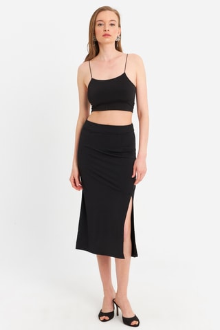 Crop top et jupe fourreau - Noir