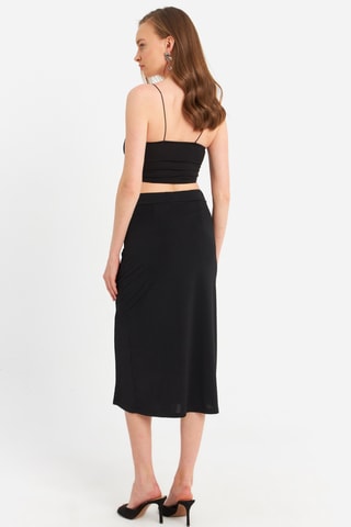 Crop top et jupe fourreau - Noir