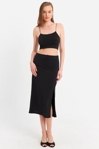 Crop top et jupe fourreau - Noir