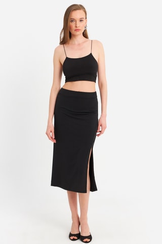 Crop top et jupe fourreau - Noir