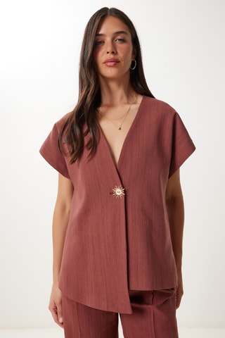 Chemisier et pantalon - Rouge brique