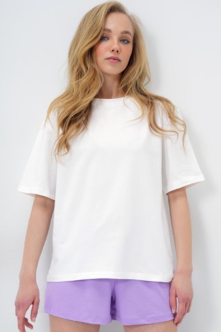 T-shirt et short - Blanc et mauve