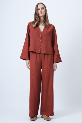 Veste et pantalon palazzo en velours - Noir