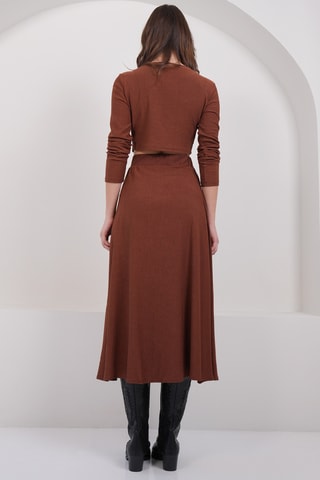 Crop top et jupe longue taille haute - Marron