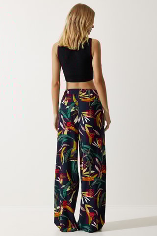 Pantalon palazzo - Bleu marine et jaune