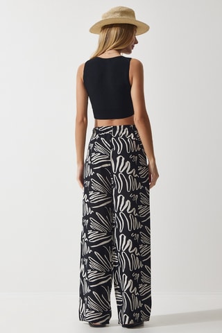 Pantalon palazzo - Ecru et noir