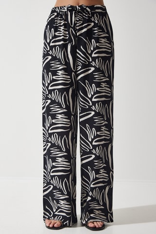 Pantalon palazzo - Ecru et noir