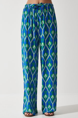 Pantalon palazzo - Bleu électrique et vert