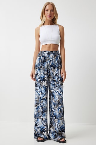 Pantalon palazzo - Bleu marine et noir