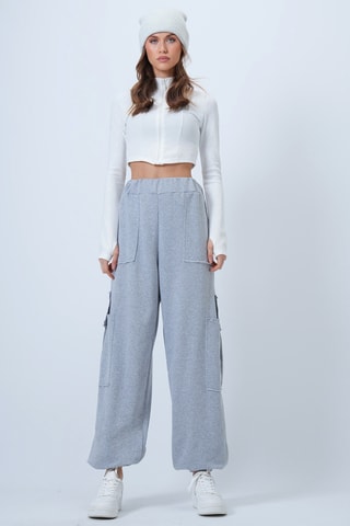 Jogger taille haute - Blanc chiné