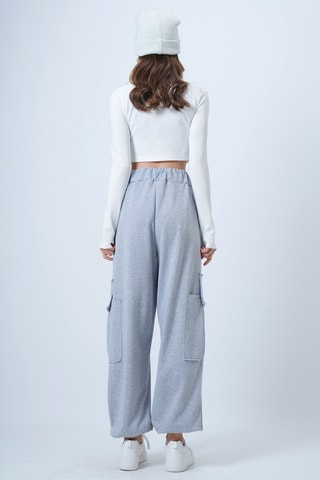 Jogger taille haute - Blanc chiné