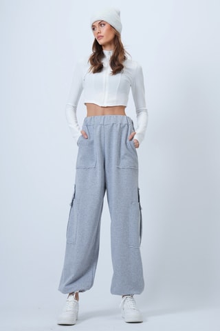 Jogger taille haute - Blanc chiné