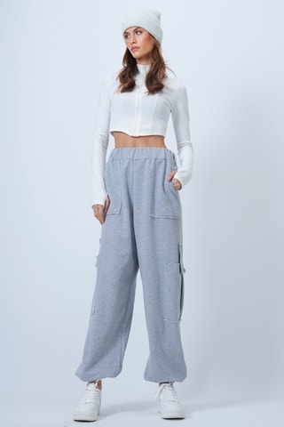 Jogger taille haute - Blanc chiné