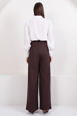 Pantalon palazzo taille haute - Marron