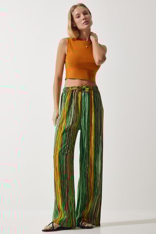 Pantalon palazzo - Vert et jaune