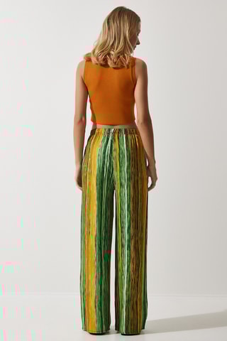 Pantalon palazzo - Vert et jaune