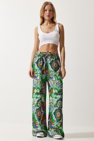 Pantalon palazzo - Vert et orange