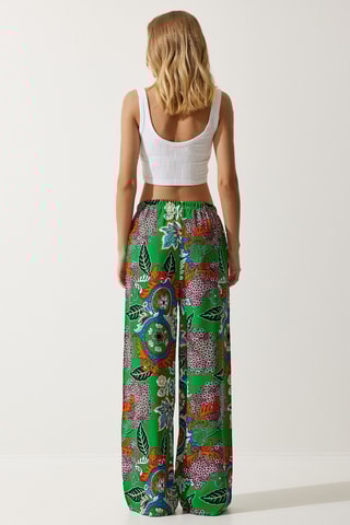 Pantalon palazzo - Vert et orange