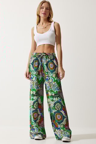 Pantalon palazzo - Vert et orange