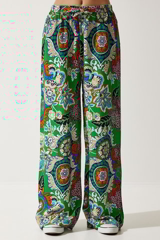 Pantalon palazzo - Vert et orange