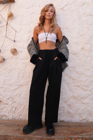 Pantalon palazzo taille haute - Noir