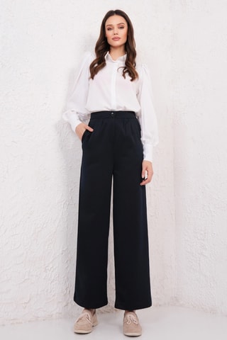 Pantalon taille haute - Bleu marine